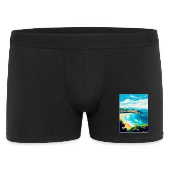 San Sebastian Spanien Vintage Reiseplakat Souvenir - Männer Boxer Shorts - Schwarz - Vorne