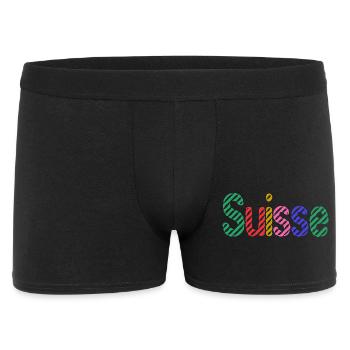 SCHWEIZ. HUMOR. LAND. FLAGGE. GENF. LAUSANNE - Männer Boxer Shorts - Schwarz - Vorne