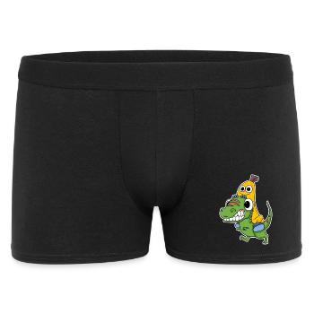 Böser Dinosaurier und süße Banane - Männer Boxer Shorts - Schwarz - Vorne