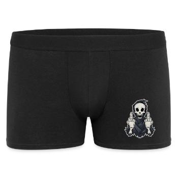 Sensenmann zeigt beide Mittelfinger - Männer Boxer Shorts - Schwarz - Vorne