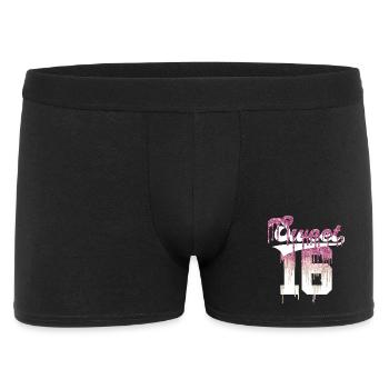 SWEET 16 FINALLY 16. GEBURTSTAG - Männer Boxer Shorts - Schwarz - Vorne