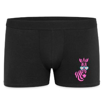 pinkes Zebra mit Sonnenbrille - Männer Boxer Shorts - Schwarz - Vorne