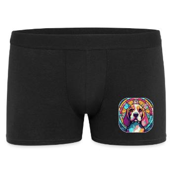 Bunte Beagle Hunderasse Aquarell Glas Paintin - Männer Boxer Shorts - Schwarz - Vorne