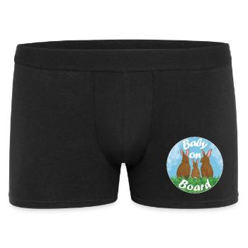 Baby on board - Hasenfamilie - Männer Boxer Shorts - Schwarz - Vorne