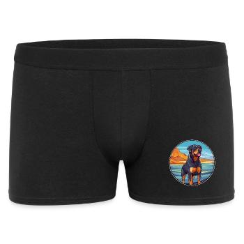 Rottweiler Hund Rasse Cartoon Kawaii Clipart Hund - Männer Boxer Shorts - Schwarz - Vorne