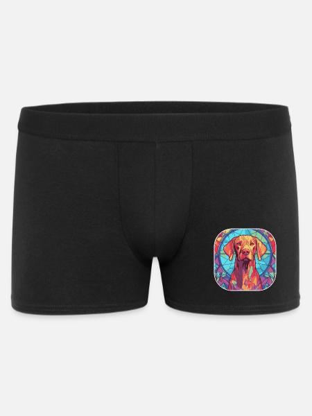 Bunte Vizsla Hunderasse Aquarell Glas Paintin - Männer Boxer Shorts - Schwarz
