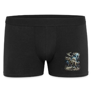 Sturm-Dino Tyrannosaurus - Männer Boxer Shorts - Schwarz - Vorne