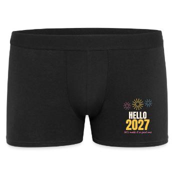 Hallo 2027 - Männer Boxer Shorts - Schwarz - Vorne