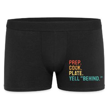 Bereite Kochplatte hinter dem Ruf vor - Männer Boxer Shorts - Schwarz - Vorne