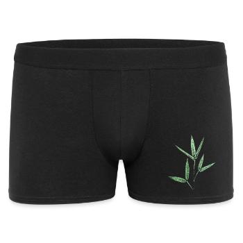 Bambus / Botanische Blätter -  - Männer Boxer Shorts - Schwarz - Vorne