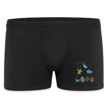 Wal Unterwasser Kinder Meeresschildkröte - Männer Boxer Shorts - Schwarz - Vorne