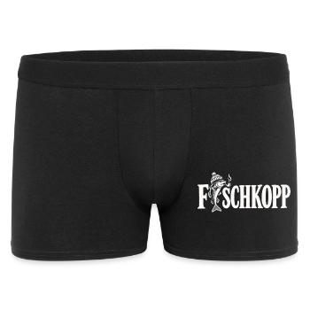 Fischkopp - Fisch - Nordsee - Ostsee - Spruch - Männer Boxer Shorts - Schwarz - Vorne