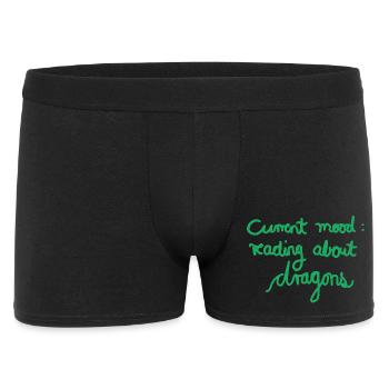 Current Mood: Reading About Dragons  - Männer Boxer Shorts - Schwarz - Vorne