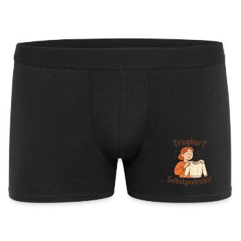Erstes Strickstück fertig: Geschenk für Anfänger - Männer Boxer Shorts - Schwarz - Vorne