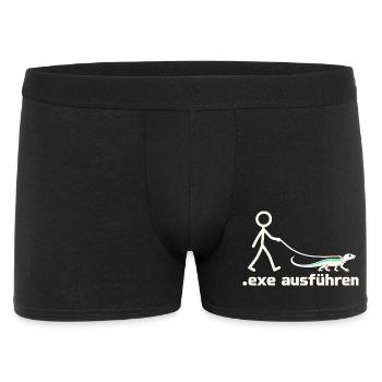 exe ausführen – Eidechse am Strichmännchen - Männer Boxer Shorts - Schwarz - Vorne