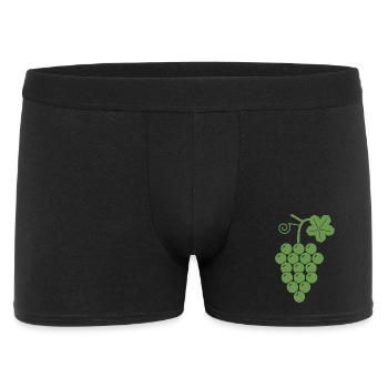Weintraube mit Weinblatt - minimalistisches Logo - Männer Boxer Shorts - Schwarz - Vorne
