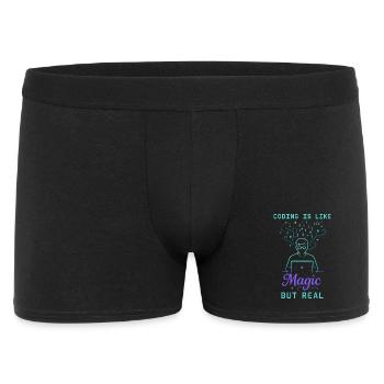 Coding Is Like Magic But Real - Männer Boxer Shorts - Schwarz - Vorne