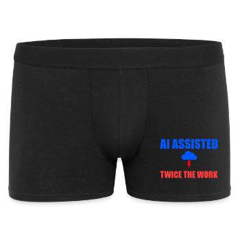 KI unterstützte doppelt so viel Arbeit - Männer Boxer Shorts - Schwarz - Vorne