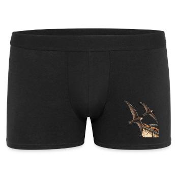 Wieder da – Mauersegler über den Dächern - Männer Boxer Shorts - Schwarz - Vorne