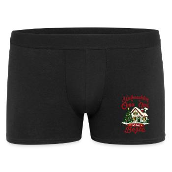 Weihnachten bei Oma und Opa Enkel Kinder - Männer Boxer Shorts - Schwarz - Vorne