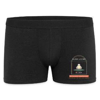 Slow Living Faultier - Akku 1% - Männer Boxer Shorts - Schwarz - Vorne