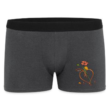 Fleurs, fleur avec feuille en forme de cœur - Boxer Homme - charbon - Devant