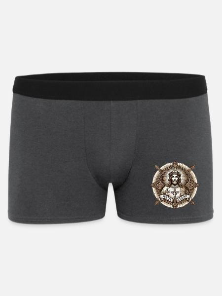Jesus Christ Antiq Logo - Men's Boxer Shorts - charcoal grey