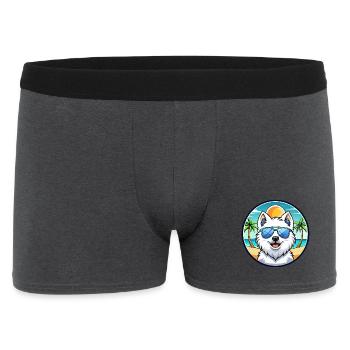 Japanischer Spitz Hund Rasse Cartoon Sonnenbrille Strand - Männer Boxer Shorts - Anthrazit - Vorne