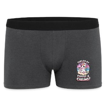 Angetrieben von Kaffee und Fürsorge! - Männer Boxer Shorts - Anthrazit - Vorne