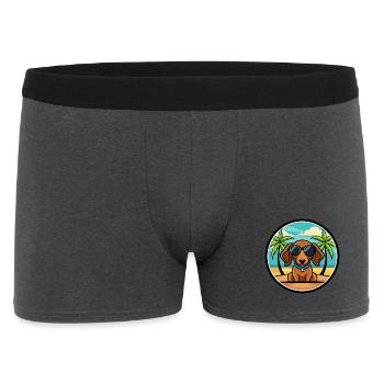 Miniatur Dackel Hund Rasse Cartoon Sonnenbrille - Männer Boxer Shorts - Anthrazit - Vorne