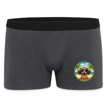 Miniatur Dackel Hund Rasse Cartoon Sonnenbrille - Männer Boxer Shorts - Anthrazit - Vorne