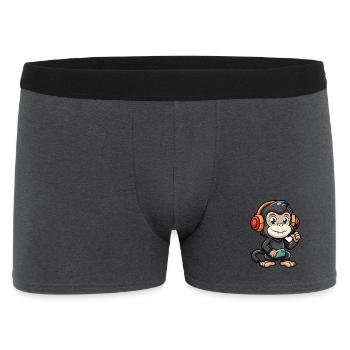 Schimpanse Lustige Cartoon Figur Kopfhörer Musik - Männer Boxer Shorts - Anthrazit - Vorne