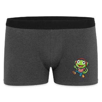 Frosch Lustige Cartoon Figur Kopfhörer Musik - Männer Boxer Shorts - Anthrazit - Vorne