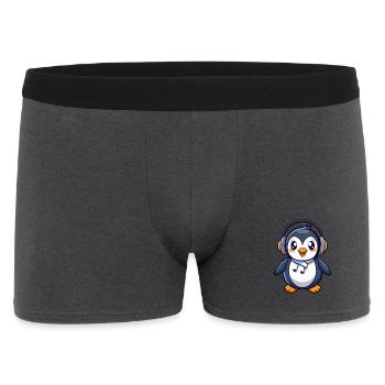 Pinguin Lustige Zeichentrickfigur Kopfhörermusik - Männer Boxer Shorts - Anthrazit - Vorne