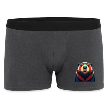 Biber Cartoon Figur Buntes Haustier Tier - Männer Boxer Shorts - Anthrazit - Vorne