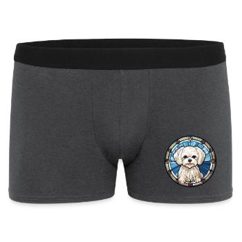 Maltesische Hunderasse Aquarellglas - Männer Boxer Shorts - Anthrazit - Vorne