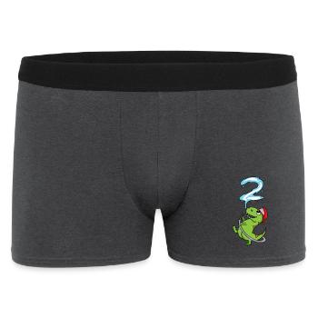 2 Geburtstag Dinosaurier Feuerwehr - Männer Boxer Shorts - Anthrazit - Vorne