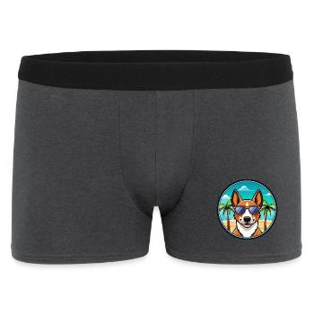 Basenji Hunderasse Cartoon Sonnenbrille Strand - Männer Boxer Shorts - Anthrazit - Vorne