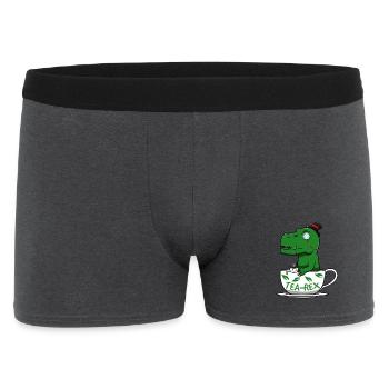 Tea-Rex Dino Tyrannosaurus - Männer Boxer Shorts - Anthrazit - Vorne