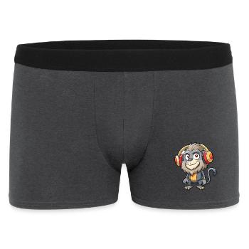 Pavian Lustige Cartoon Figur Kopfhörer Musik - Männer Boxer Shorts - Anthrazit - Vorne