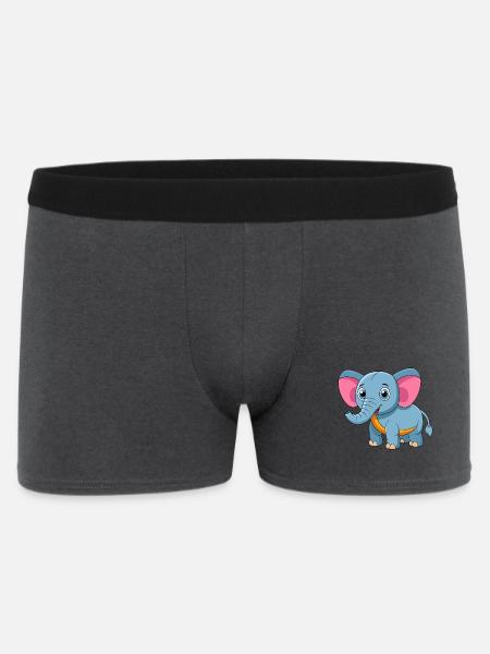 Éléphant Mignon Mascotte Personnage De Dessin Animé Kawaii - Boxer Homme - charbon