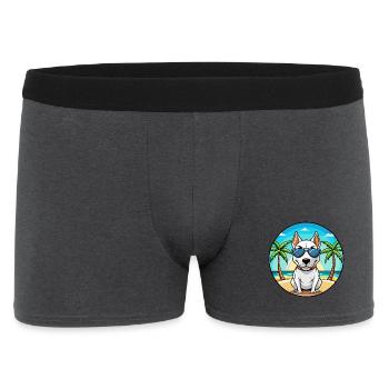 Bullterrier Miniatur Hund Rasse Cartoon Strand - Männer Boxer Shorts - Anthrazit - Vorne