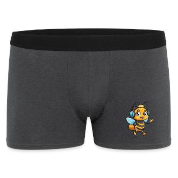 Bee Funny Cartoon Character Musique de casque - Boxer Homme - charbon - Devant
