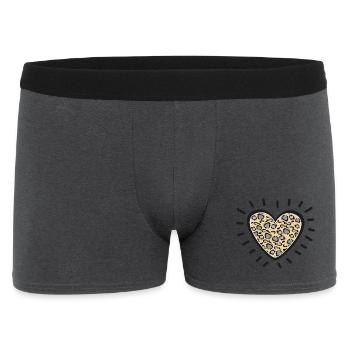 Leopard Heart Burst - Men's Boxer Shorts - charcoal grey - Front