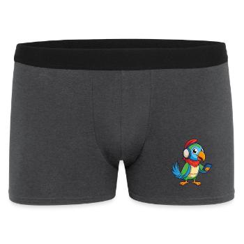 Parrot Funny Cartoon Character Headphone Music - Men's Boxer Shorts - charcoal grey - Front