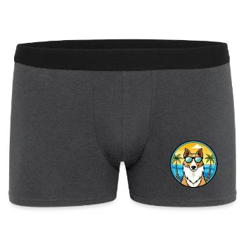 Smooth Collie Dog Breed Cartoon Sunglasses Beach - Men's Boxer Shorts - charcoal grey - Front
