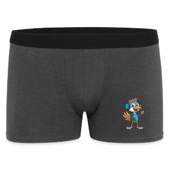 Ostrich Funny Cartoon Character Headphone Music - Men's Boxer Shorts - charcoal grey - Front
