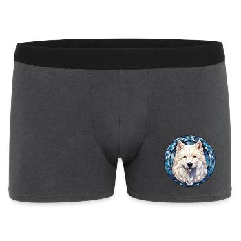 Samojede Hunderasse Aquarellglas - Männer Boxer Shorts - Anthrazit - Vorne