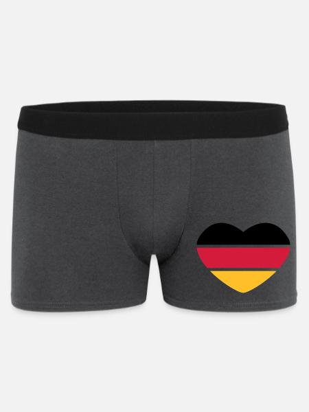 Herz 3farbig - Schwarz Rot Gold - Deutschland - Männer Boxer Shorts - Anthrazit