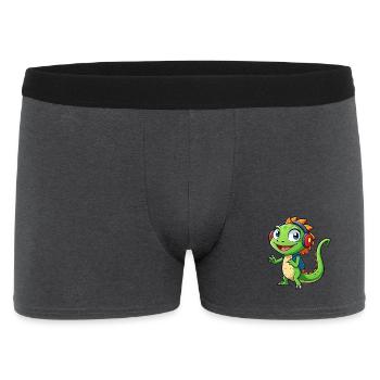 Eidechse Lustige Zeichentrickfigur Kopfhörer Musik - Männer Boxer Shorts - Anthrazit - Vorne